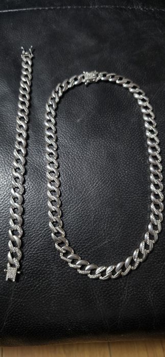 Set cuban argint lant si brățară