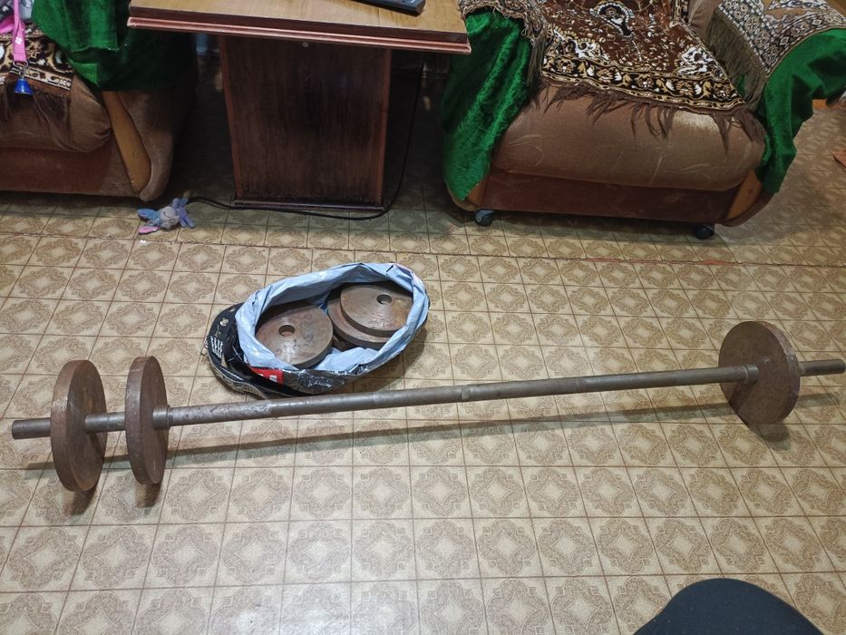 Продам штангу с блинами вместе