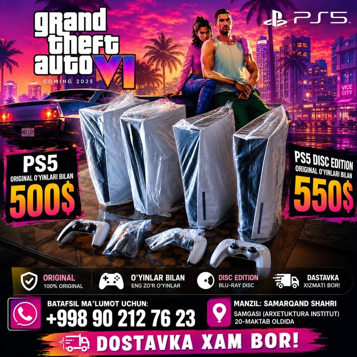 PlayStation 5 Optom yoki donaga kolichistva bor dastavka bor