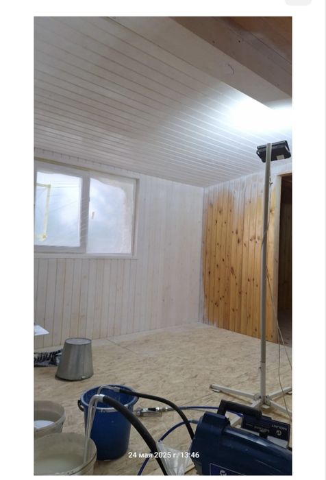 Покраска Крыши , ворот, стены,навес.