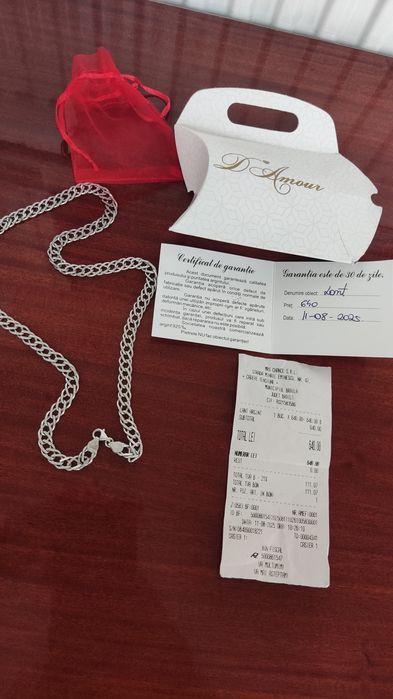 Vând lanț argint lungime 55 cm, 30 grame.