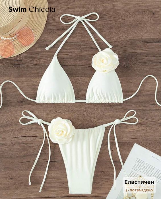 Бански с ефект от 3D рози