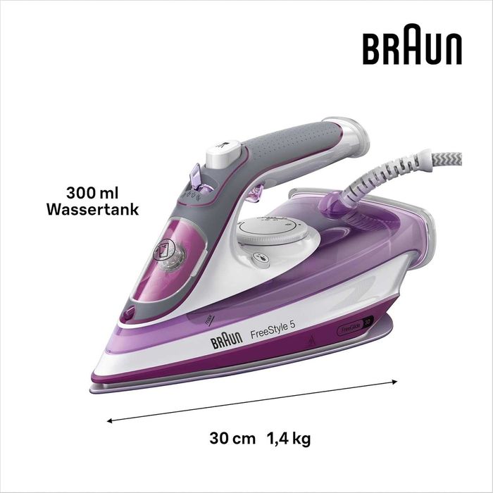 Ютия Braun TexStyle 5 SI FreeGlide 3D, 2600W, парa 180 г/мин, 300мл