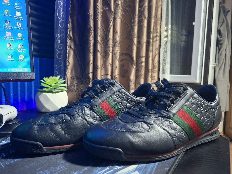 Gucci Leather Web Sneaker 'Black'