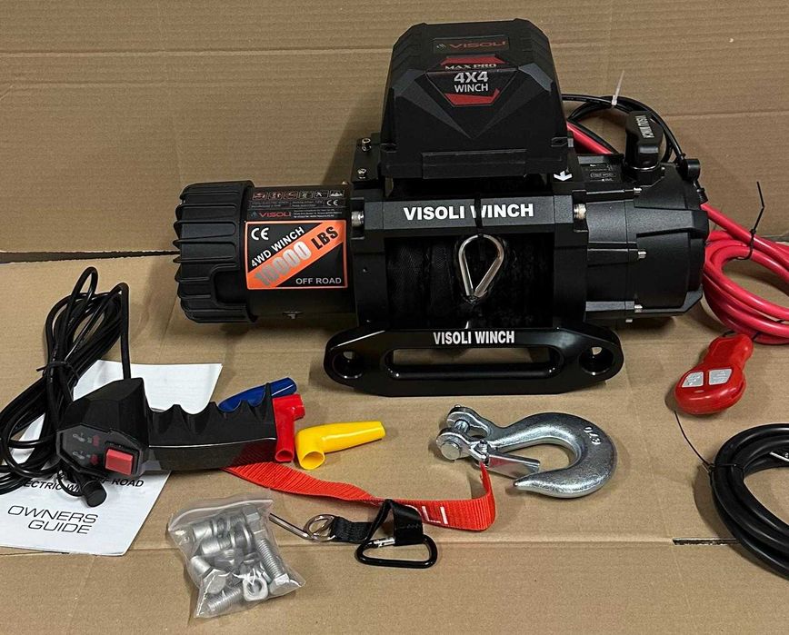 Troliu auto elctric Visoli 10000lbs/4,536kg cu cablu sintetic 12v