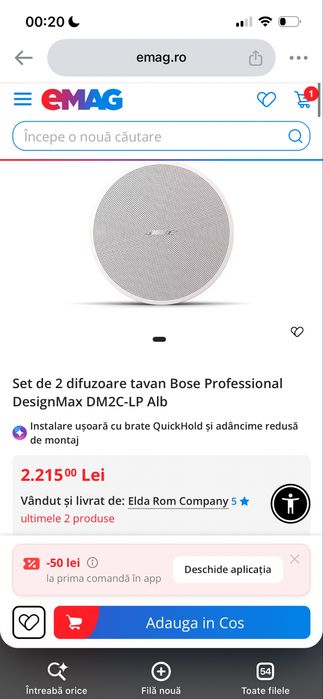 Set boxe Bose DesignMax DM2C-LP Alb, 16w, incastrabile