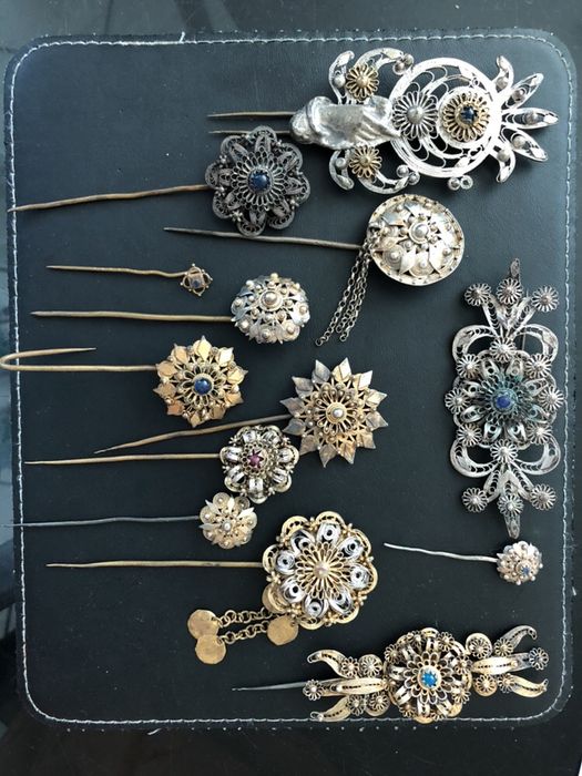 Сребърни накити с позлата-царски игли