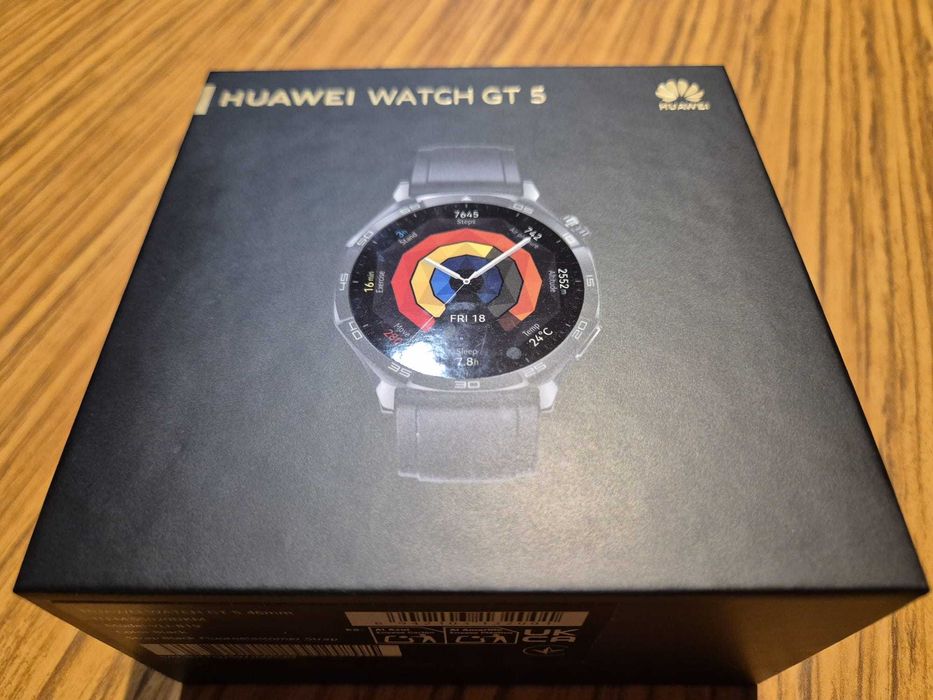 Ceas Smartwatch Huawei Watch GT 5, 46MM, Black Fluoroelastomer Strap, nou, cu garantie