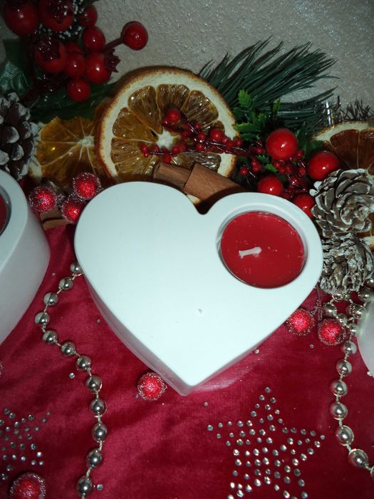 Гипсокерамични свещници  2 вида снежинка, сърце,кашпа