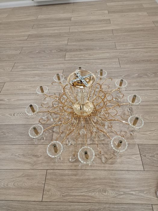 Люстра 12 рожковая хрусталь, золото
