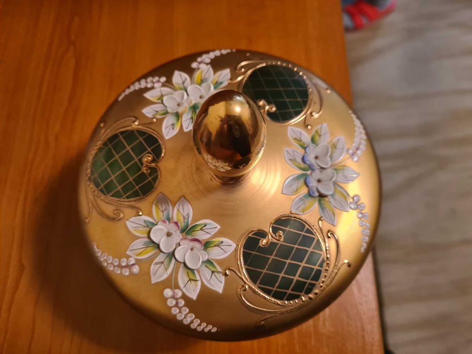 Set 3 piese cristal Bohemia placat cu aur 24k