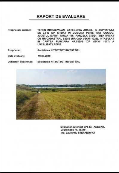 Proprietar - SUPER OFERTA - Teren intravilan Peris - 7.043 mp - doar 4 euro/mp
