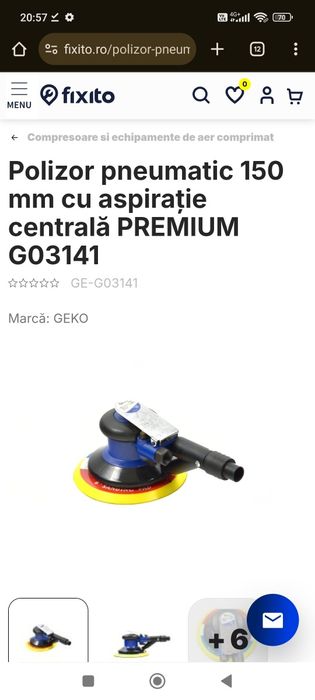Polizor pneumatic 150 mm cu aspirație centrală PREMIUM G03141