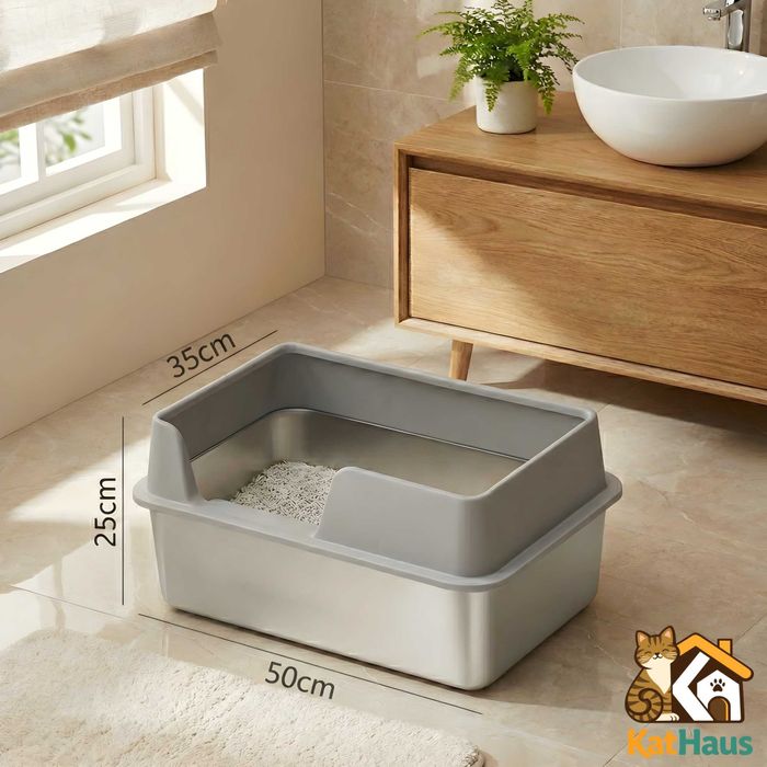 Litiera pisici metalica INOX anti-miros, cu capac, culori disponibile