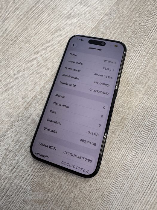 Telefon mobil Apple iPhone 15 Pro, 512GB, 5G, nu trimit in tara