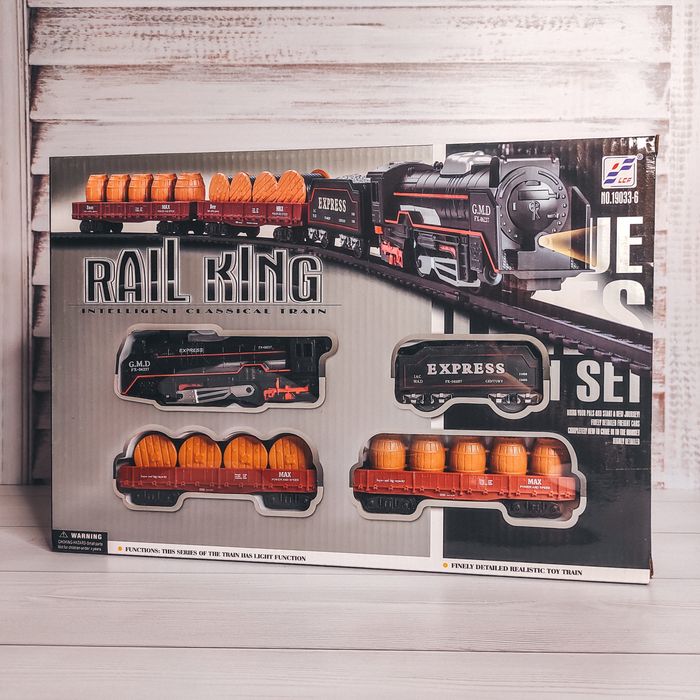 Железная дорога на батарейках (Поезд + 3 вагона) с прожектором