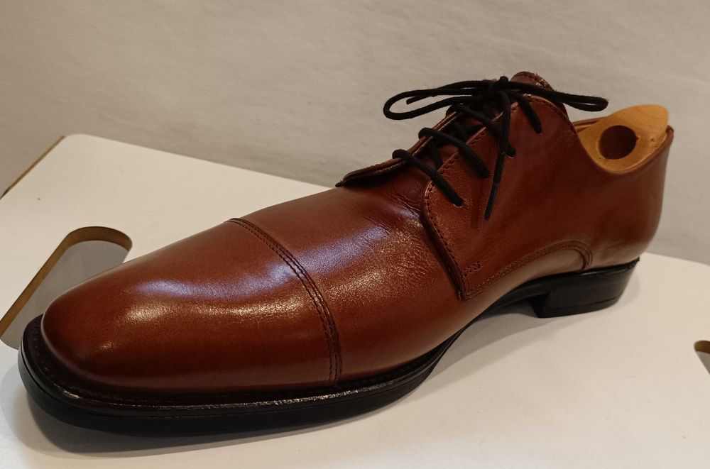 Pantofi derby 46.5 47 cap toe Lav. Artigianale NOI piele naturala moal