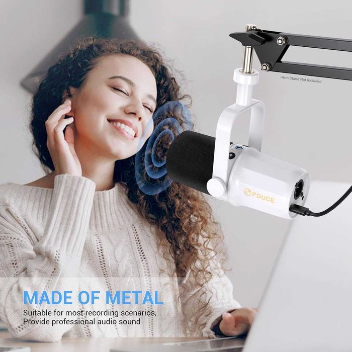 Microfon Dinamic FDUCE SL40 USB/XLR Alb - Podcast/Gaming/Studio