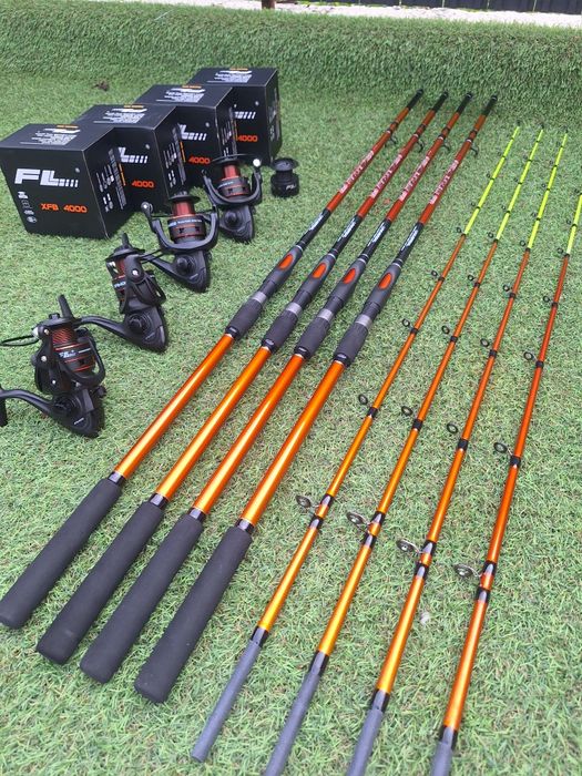 SET 4 Lansete Feeder 2.4 m PRO FL Aqua River 280 gr + 4 Pro Fl XFB4000