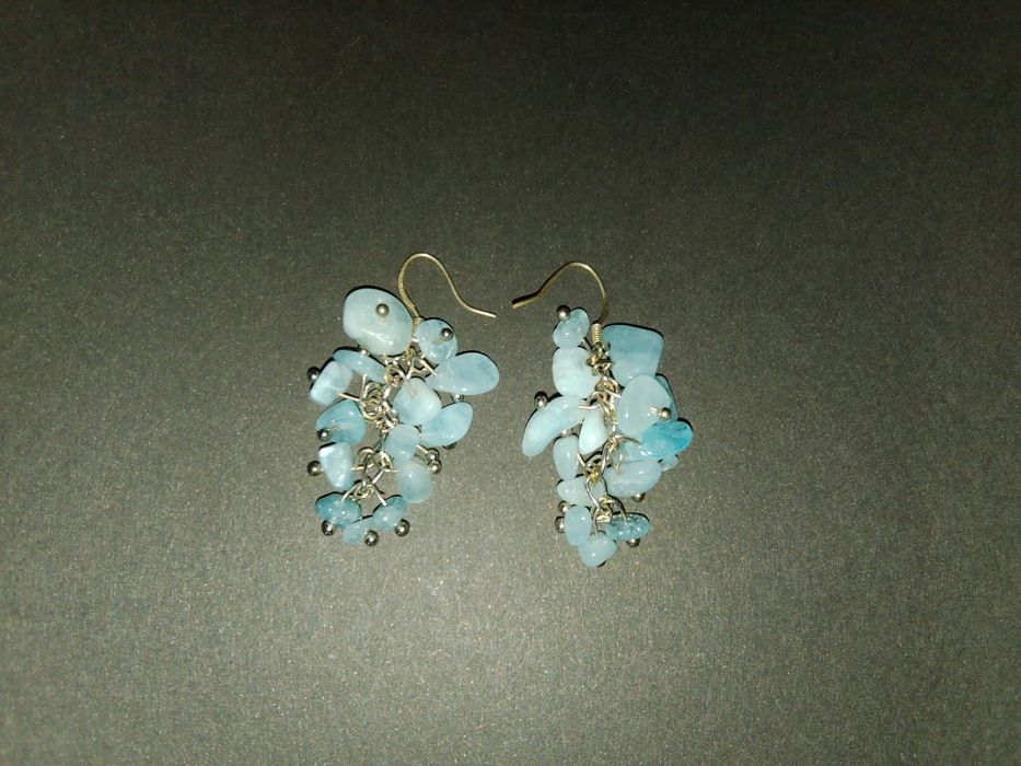 Висящи обеци със син камък