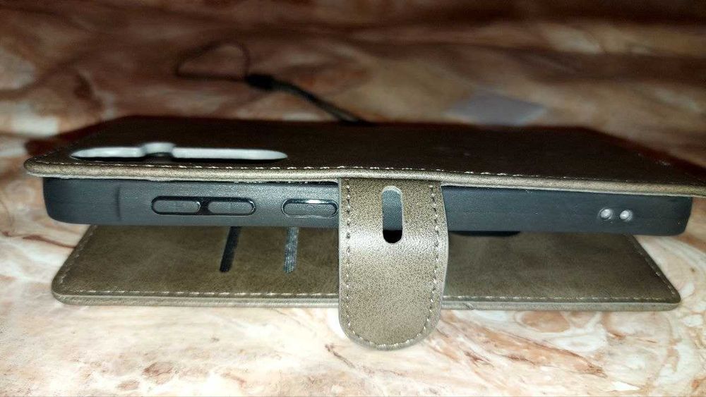 Кожен калъф - кейс сив с капак за Samsung Galaxy A35 5G