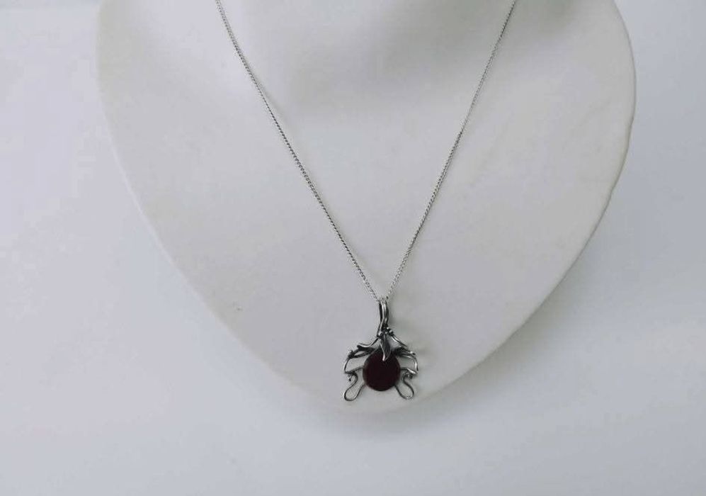Vechi lant argint 835 cu pandantiv piatra carnelian argint 875