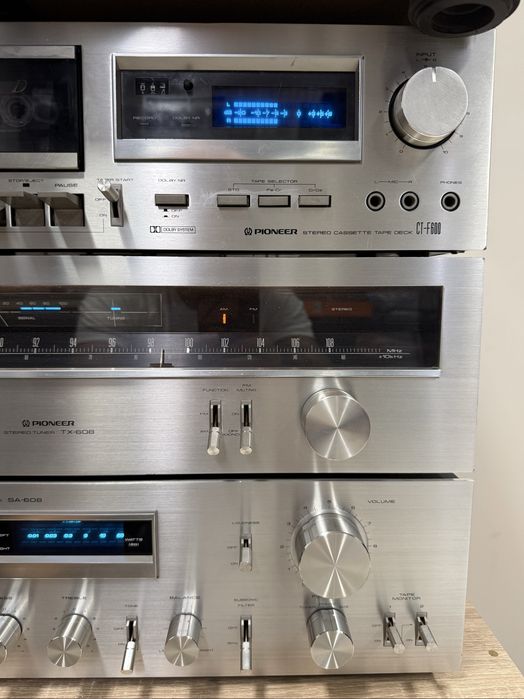 Ретро аудио сет PIONEER синя серия - усилвател, тунер, дек, грамофон