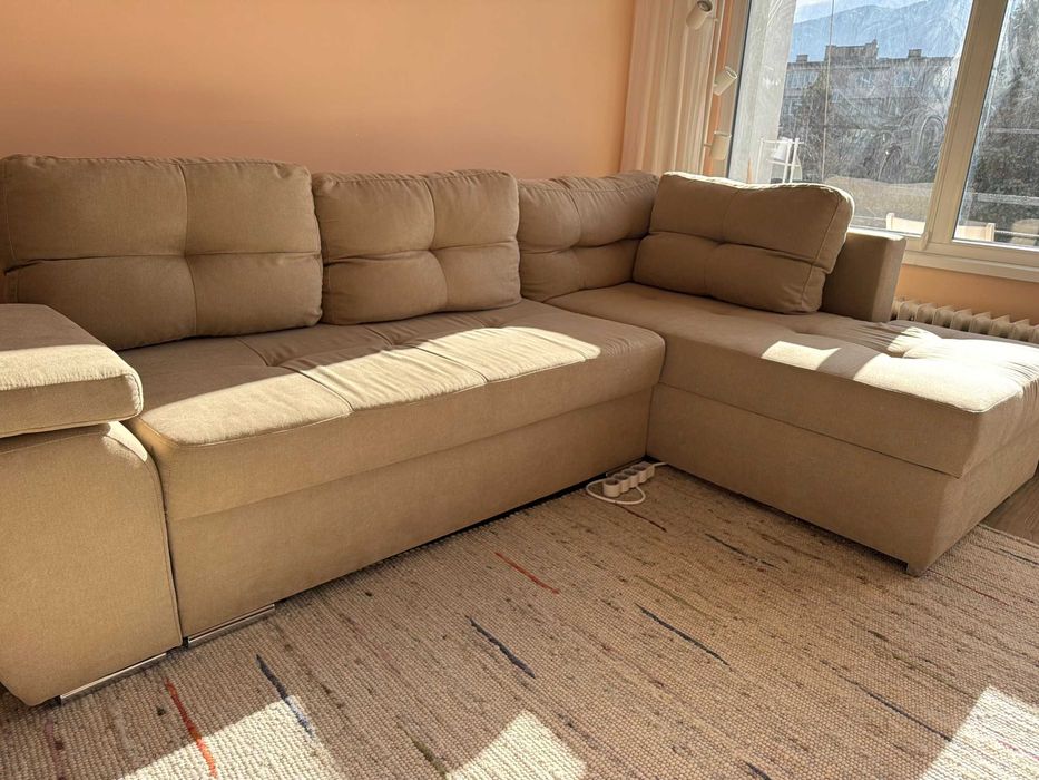 Разтегателен диван с 2 сандъка за съхранение