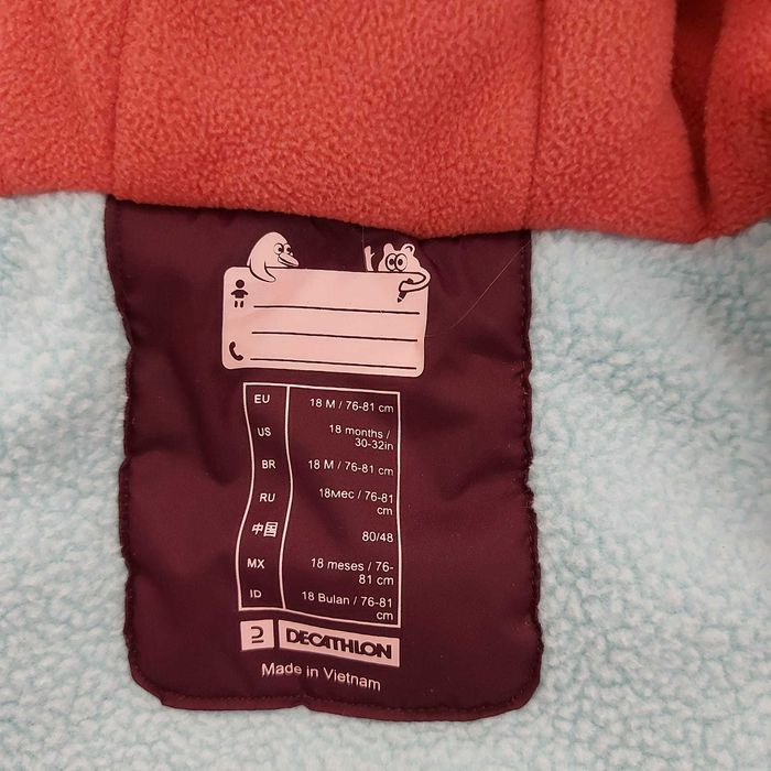 Geacă bebe WEDZE 500 WARM LUGIKLIP mov-roz 18 luni