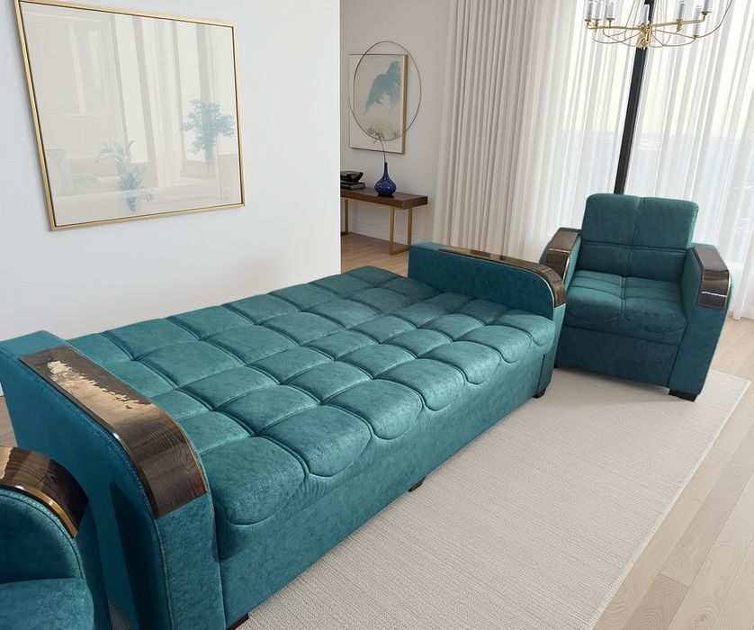 Диван «тройка» с креслами, раскладной, Divan kreslo troyka yotadigan