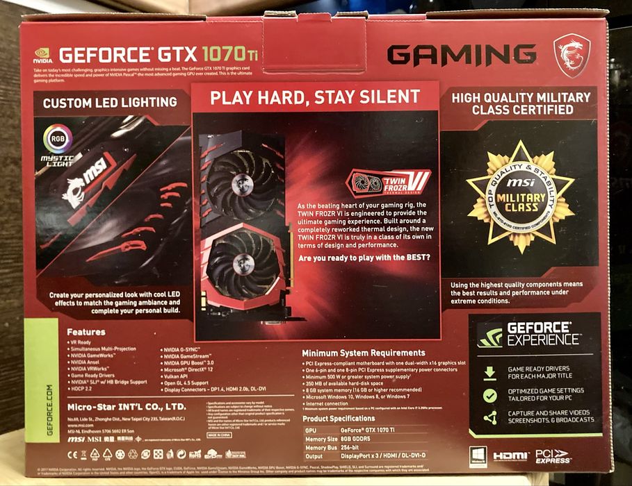 MSI GeForce GTX 1070 Ti GAMING 8G