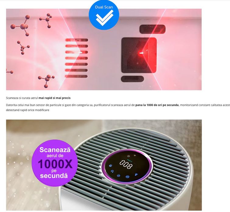 Purificator de aer Philips AC3055/50, 62mp, Wi-Fi