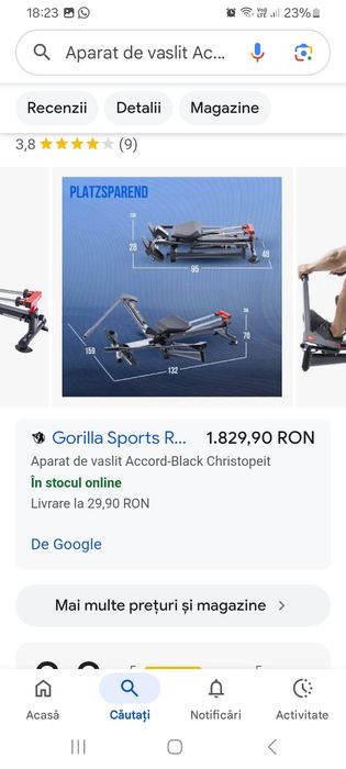 Aparat de vâslit fitness