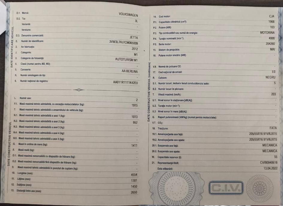 VW JETTA MK6 2012 2.0TDI