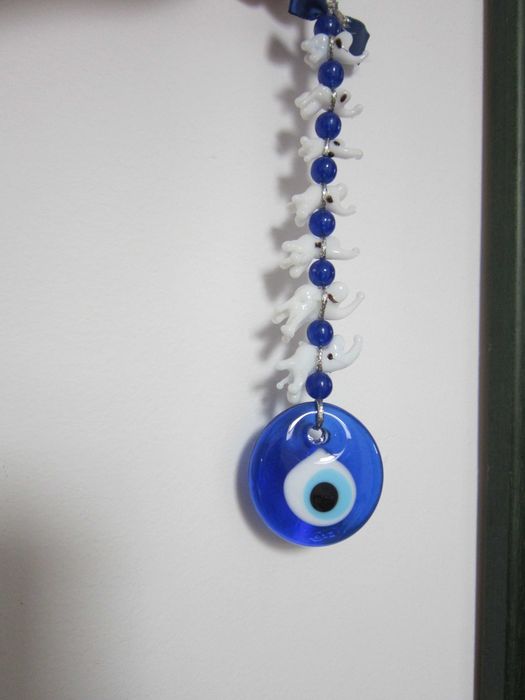 cadou rar feng shui Ganesha Evil Eye Elefanti sticla  India 1990