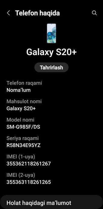 Samsung S20 plus Afitsalni