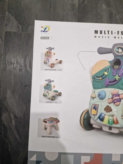 Уокър за прохождане 4 в 1 - Уокър, тротиметка, и колело и маса за игра