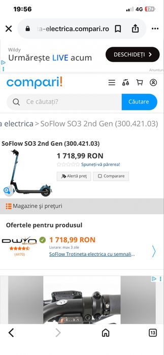 Trotineta Electrica Soflow 3 (1.300 Ron)