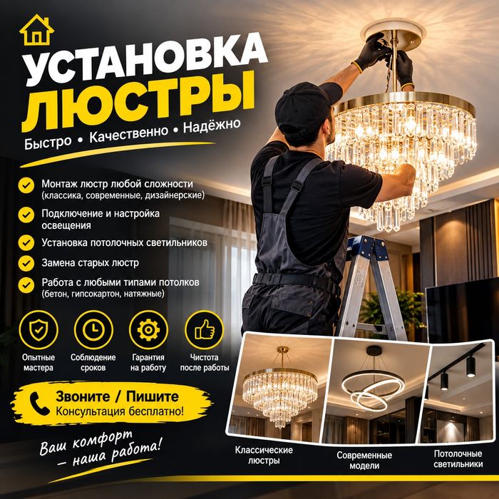 Установка люстры