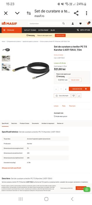 Karcher PC 7.5 curatat tevi(burlane)