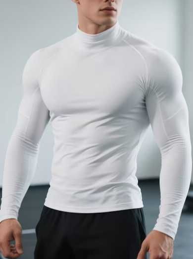 Спортна блуза с яка за фитнес и дейности на открито, еластична материя