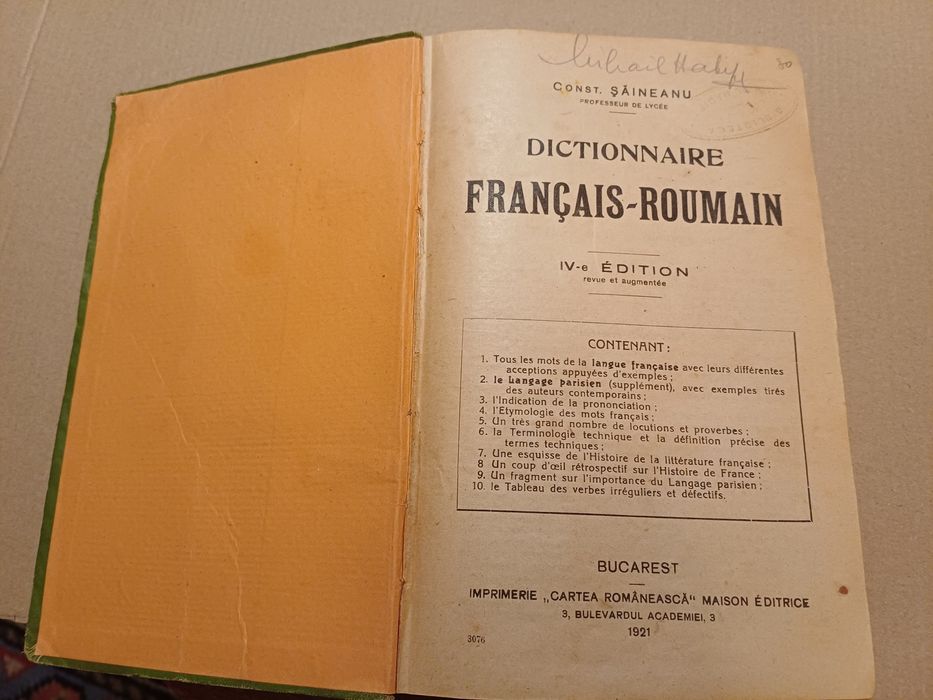 Dicționar Francez-Român 1921, Constantin Șăineanu – Ediție de Colecție