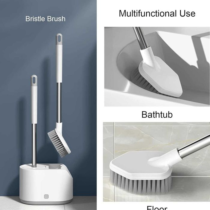 Perie toaleta 2-in-1 cu suport igienic si montare pe perete pardoseala