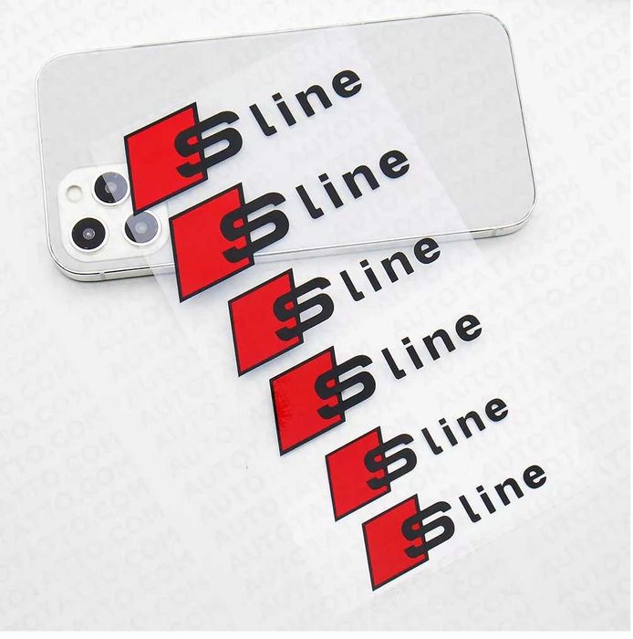 6 бр стикери Audi S line черни лепенки за спирачни апарати и декорация