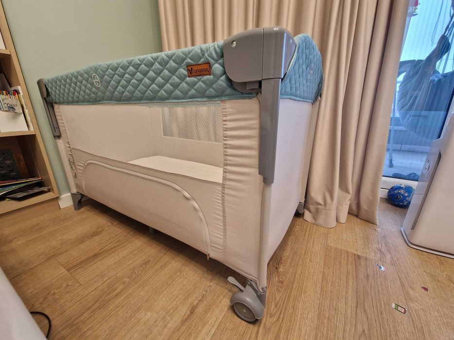 Pătuț pliabil co-sleeping Cangaroo Indiana, cu saltea de cocos