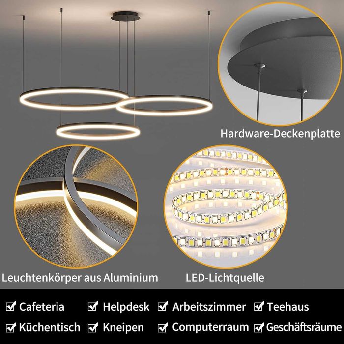 Mikeru черен LED полилей 40/60/80см димируем с функция памет