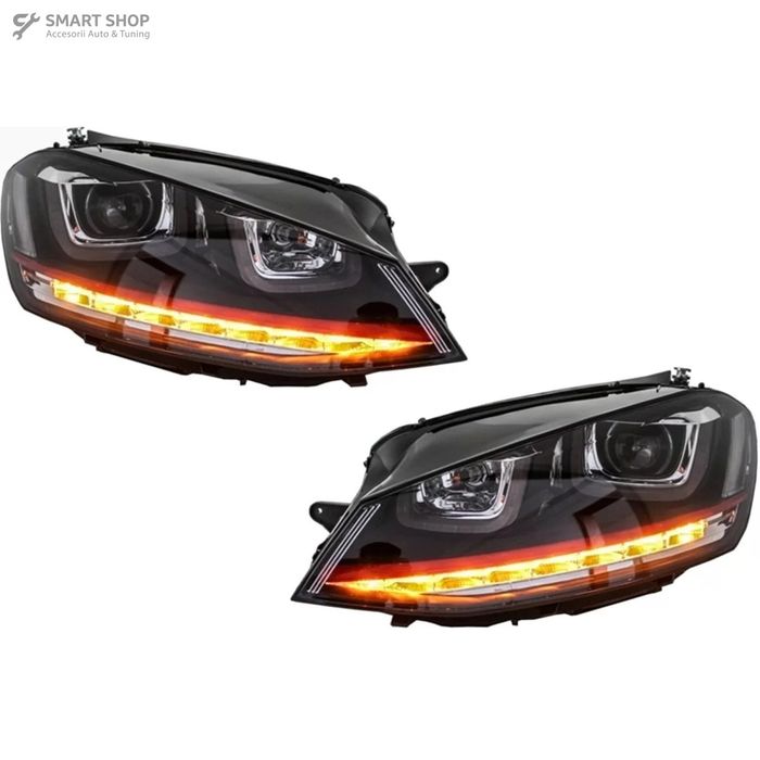 Faruri 3D LED compatibil cu VW Golf 7 VII (2012-2017) R20 GTI Design Semnal Dinamic LED