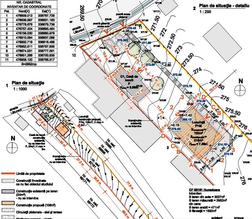 Teren Intravila 3000mp,casa si proiect,utilitati ,veder oras,castel