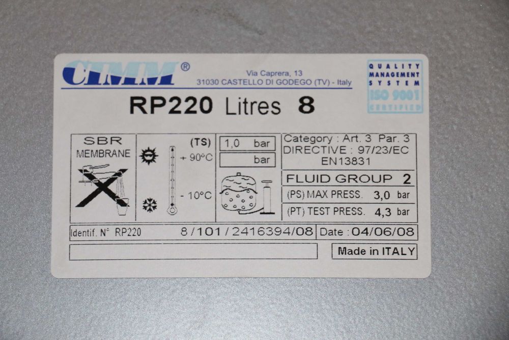 Vas expansiune CIMM RP 220 8L centrala termica Immergas Victrix 24 kw