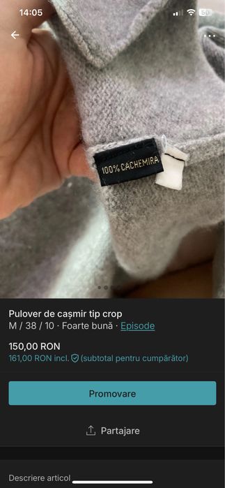 Pulover casmir , lana , M